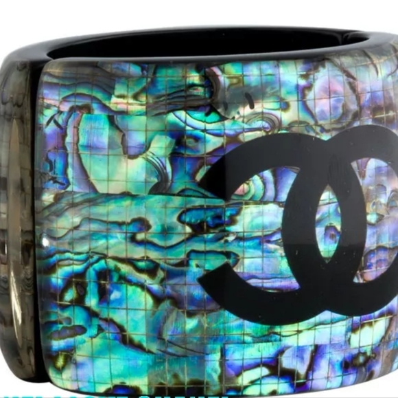 CHANEL SUPER RARE IRIDESCENT 12p CC bracelet cuff/clamper (broken) - Picture 2 of 9